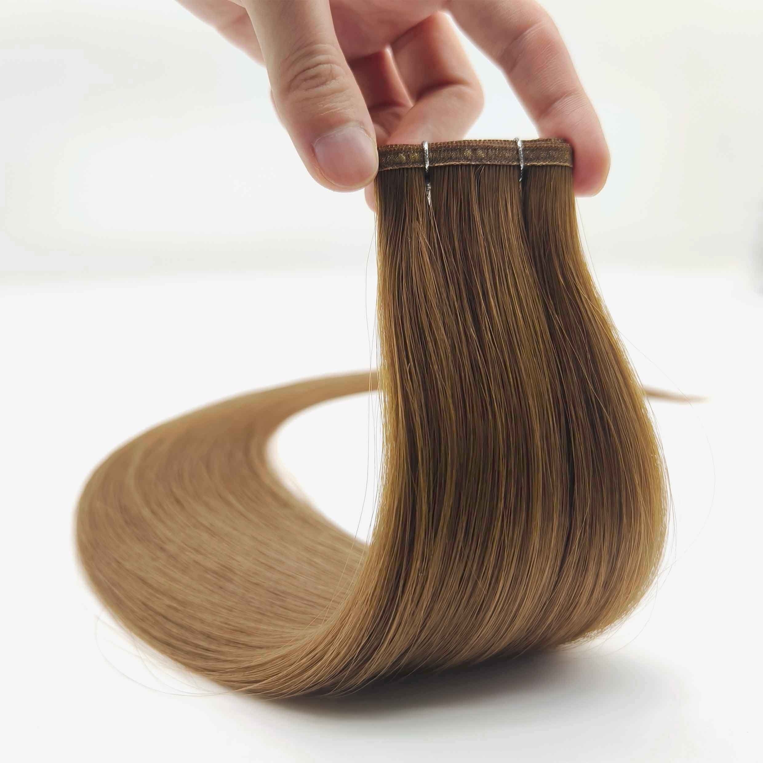 Fasimei wholesale top quality best selling Russian double drawn silk Flat Weft cuticle intact 100% remy human Hair Extensions