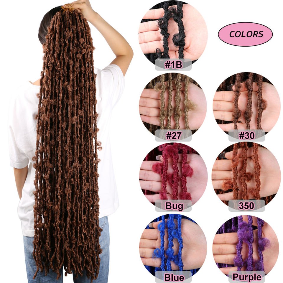Hot sell 36 inch butterfly faux locs wig butterfly locs crotchet 36 inch butterfly faux crochet color hair