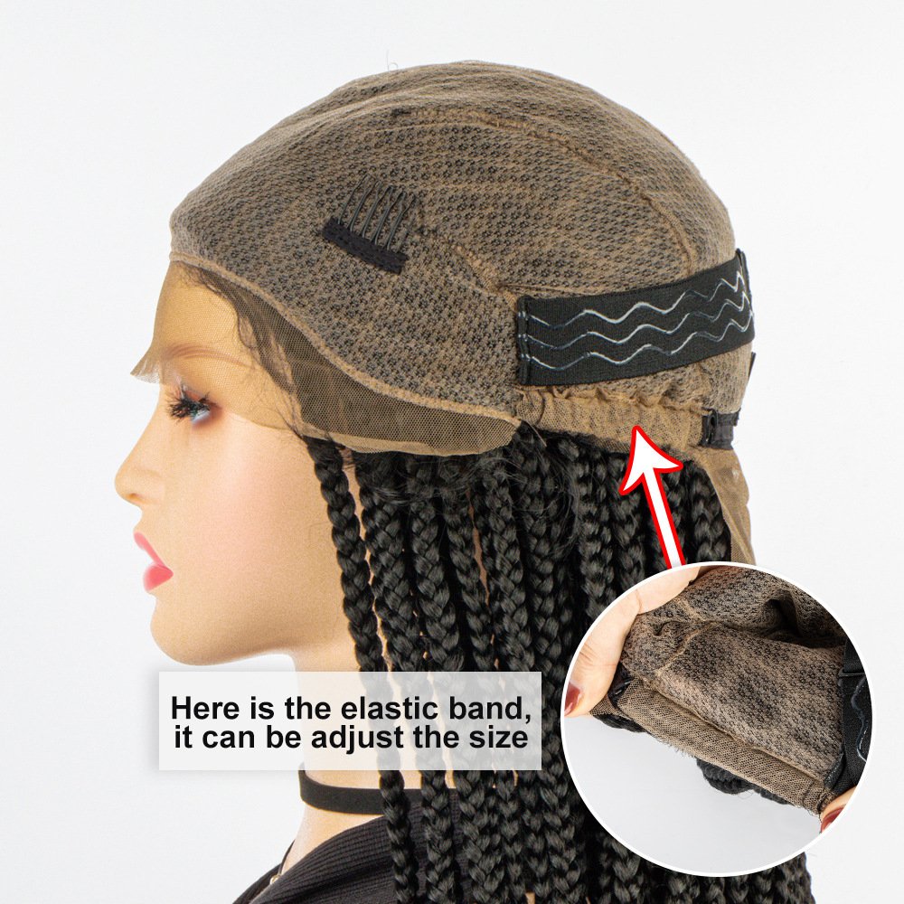 Wholesale new style synthetic cornrow glueless knotless vendors ful lace front box braided wigs with baby hair for black women