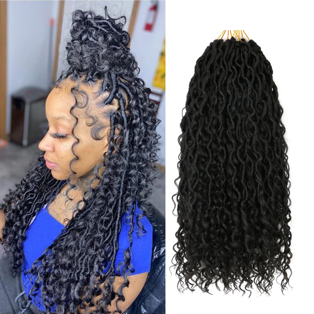 Hot Sell New 18inch 24 strands dcurly faux locs crochet hair goddess locs Crochet Hair River Faux Locs