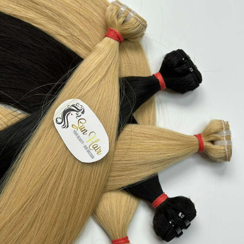 Top Quality Human Virgin Extension Raw Cuticle Aligned Hair Highlight Black & Blonde Color Vietnamese Weft Hair Extensions