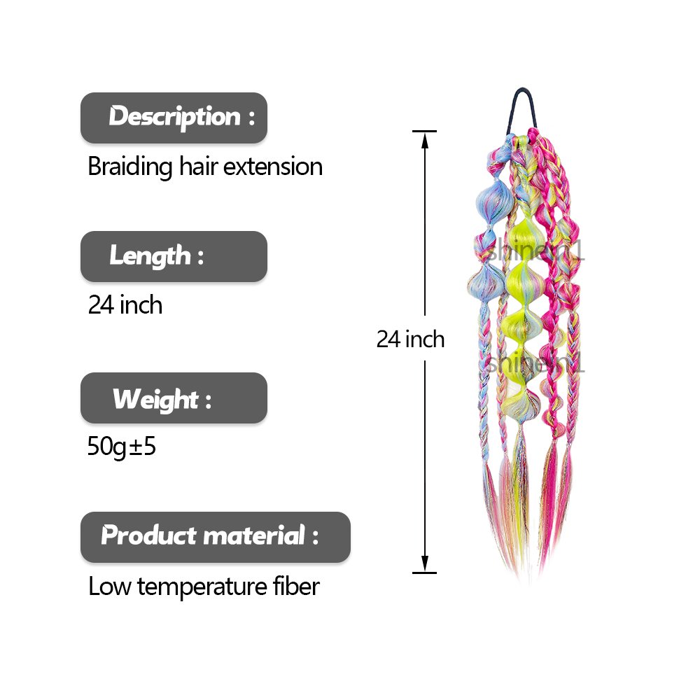 Wholesale New Synthetic Colored Jumbo Twist Braid Hair Extension Crochet Handmade Colorful Ombre Braided Bubble Ponytail