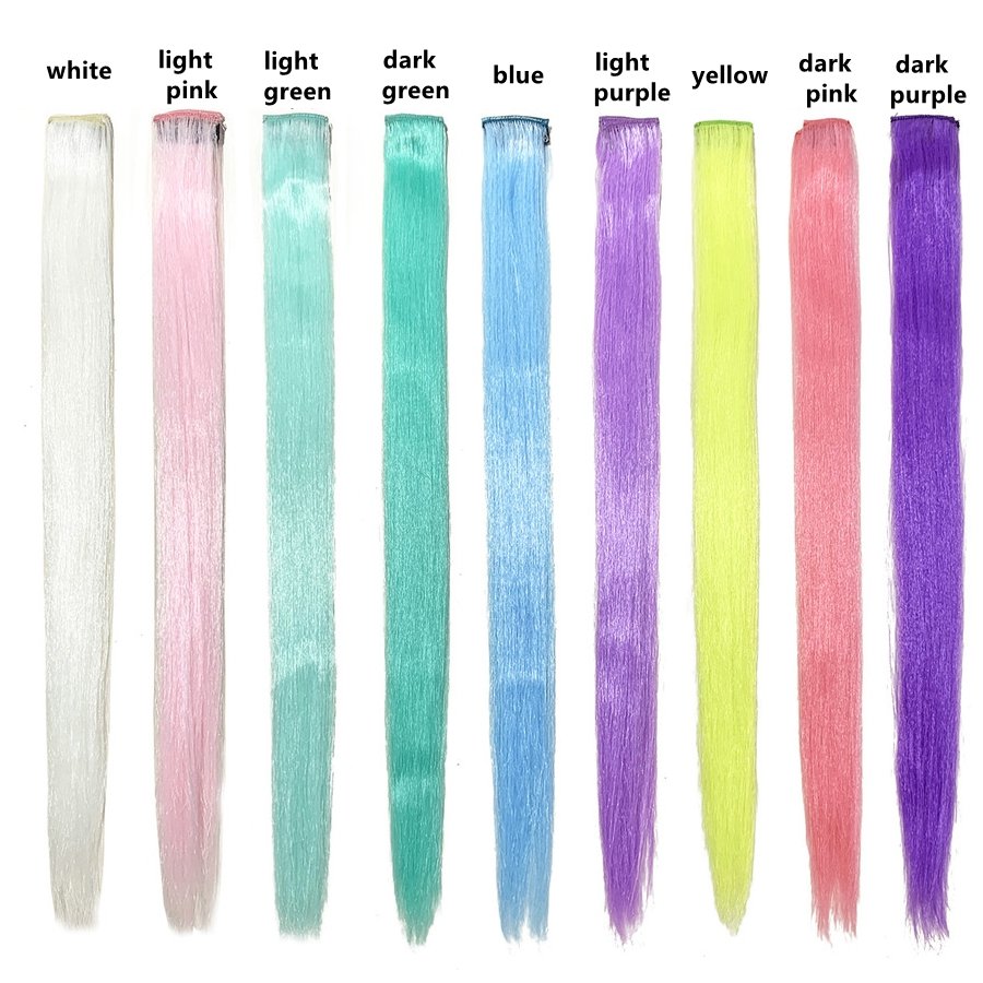 New Synthetic 1Clip in Hair Extension 20inch Glow In Darkness Luminous Straight Hair Piece For women Braid wig accessories