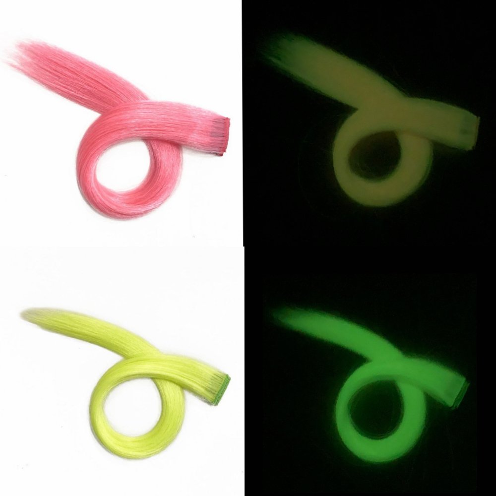 New Synthetic 1Clip in Hair Extension 20inch Glow In Darkness Luminous Straight Hair Piece For women Braid wig accessories