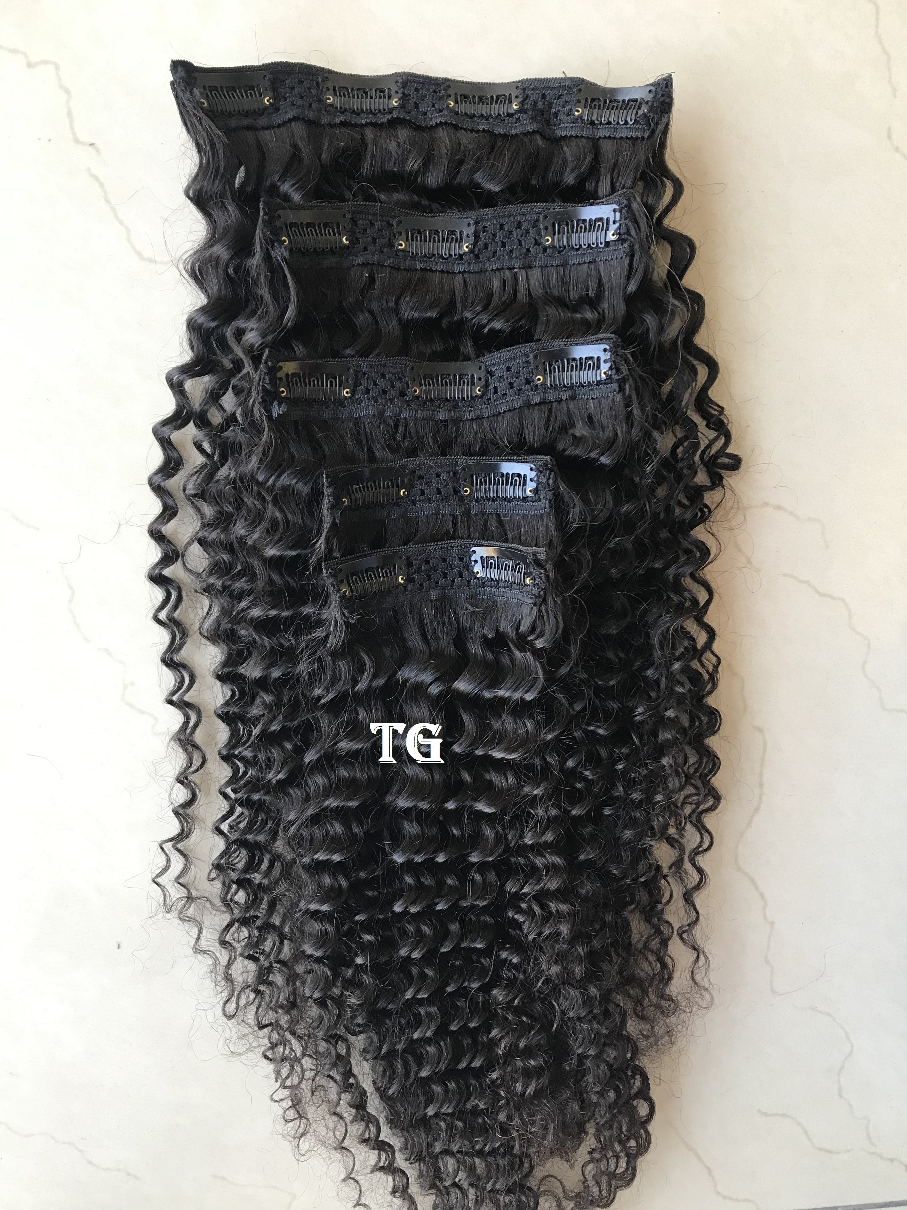 Mongolian Kinky Curly Clip In 24 inch Virgin Human Hair Single Donor Machine Weft Brazilian Human Hair Extension