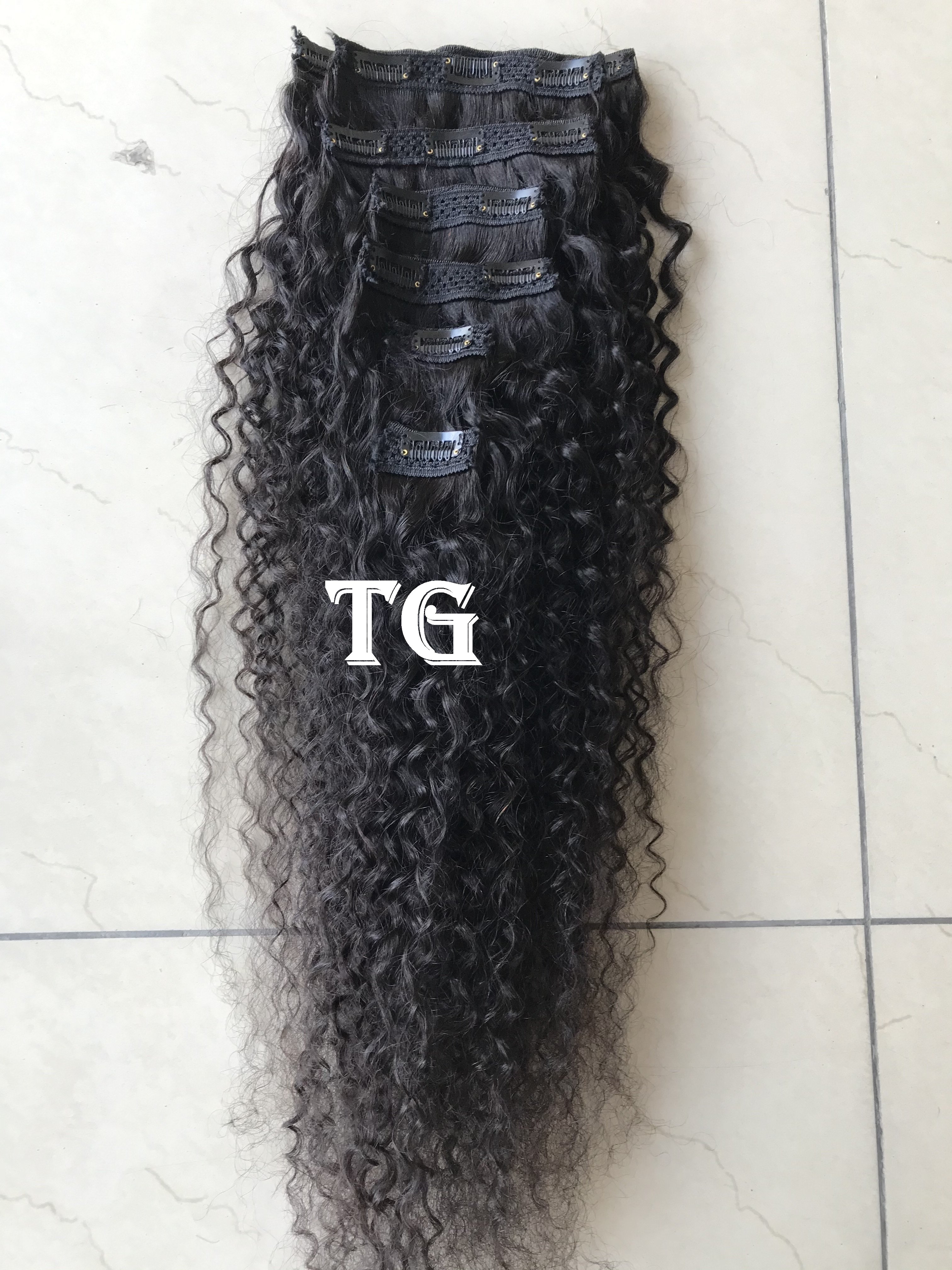 Mongolian Kinky Curly Clip In 24 inch Virgin Human Hair Single Donor Machine Weft Brazilian Human Hair Extension