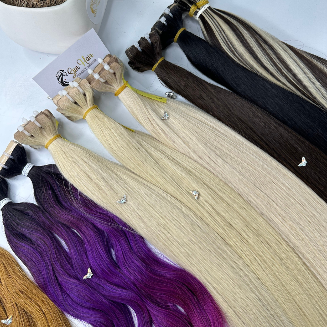 Sun Hair Company Natural Wave Straight Custom Color Double Drawn Invisible Tape in Raw Hair Vietnamese Human Hair Extensions