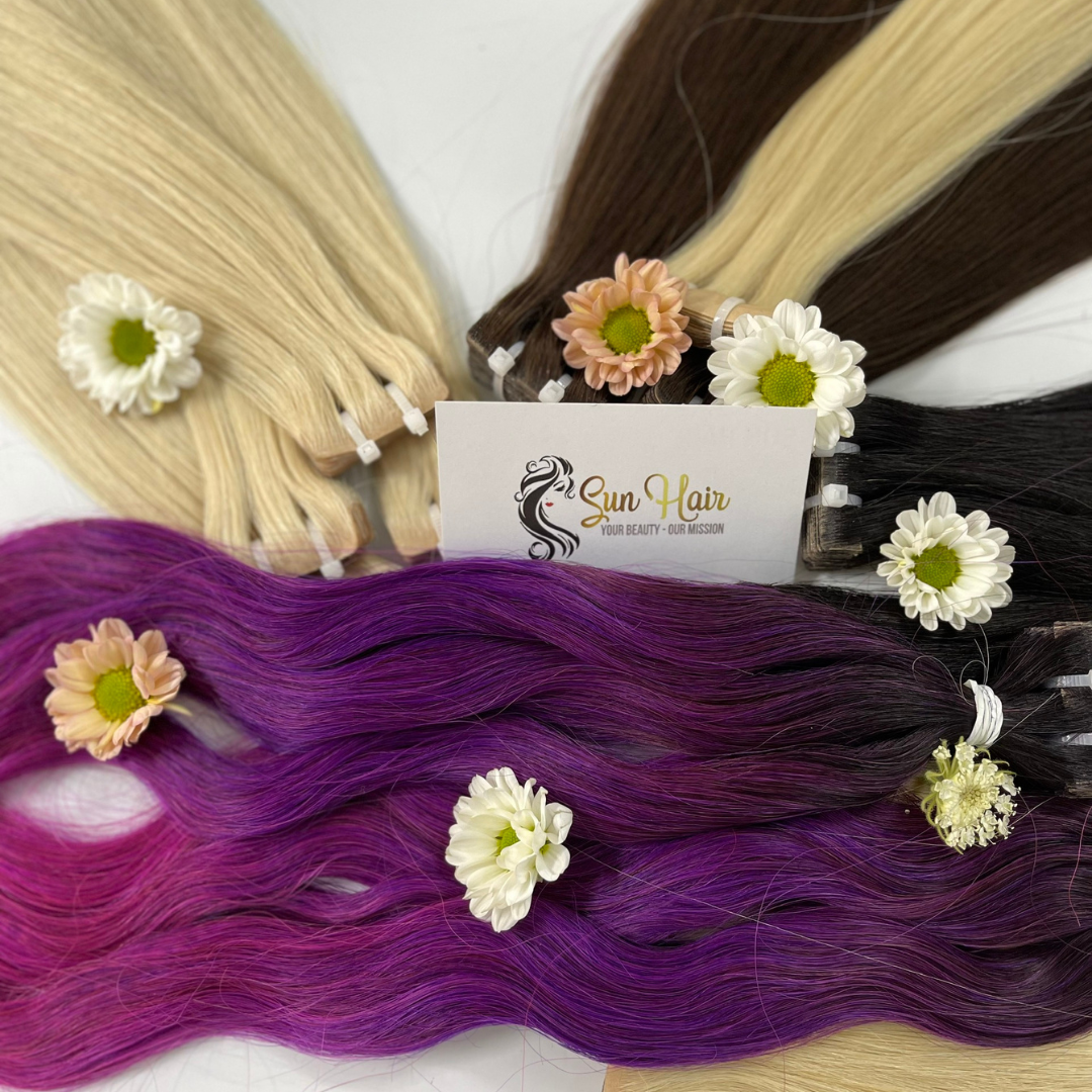 Sun Hair Company Natural Wave Straight Custom Color Double Drawn Invisible Tape in Raw Hair Vietnamese Human Hair Extensions