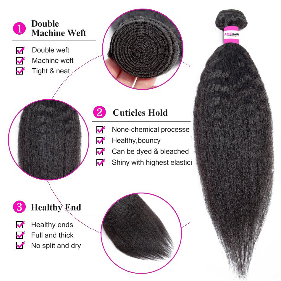 Amzhair Cheap Price Kinky Straight Peruvian Human Cuticle Aligned Remy Hair Bundles Double Weft Human Hair Extension Vendor