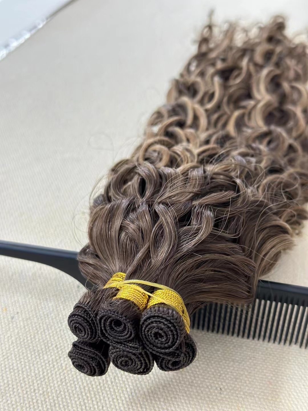 Thin Invisible Genius Weft 100% Unprocessed Russian Indian Raw Virgin Human Hair Extensions natural curly hand tied weft