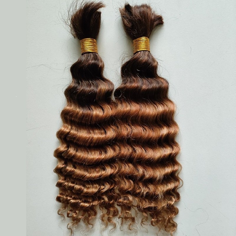 Wholesale bulk hair bundles real Brazilian deep wave human hair bulk for braiding no weft human hair extensions in bulk vendors