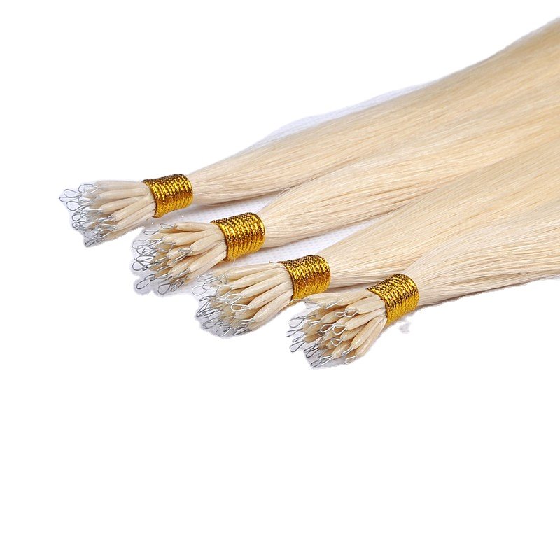 Wholesale 100% European Cuticle Keratin Bonded Nano Ring Tip Curly Style 20 Inches Natural Human Hair Extensions Indian Hair 1g
