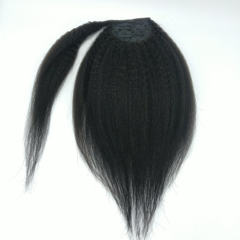 Custom textures afro kinky curly human hair drawstring ponytail extensions