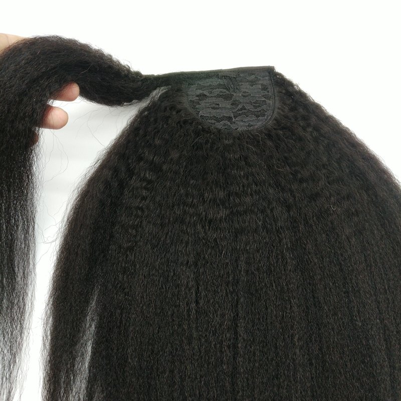 Custom textures afro kinky curly human hair drawstring ponytail extensions