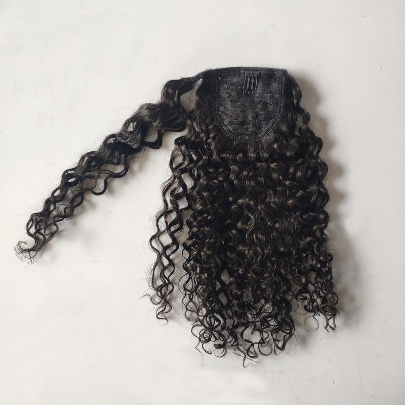 Custom textures afro kinky curly human hair drawstring ponytail extensions