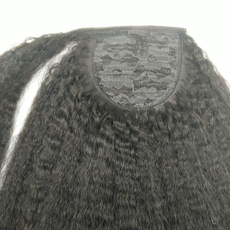Custom textures afro kinky curly human hair drawstring ponytail extensions
