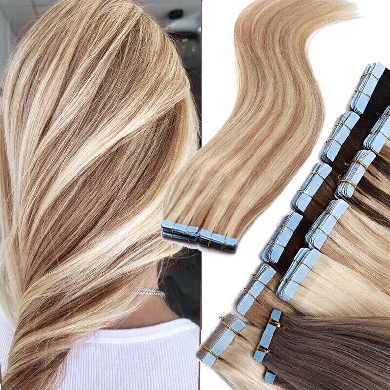 Wholesale Full Cuticle Aligned Virgin 100% Human Hair Extension Tape in Remy Human Hair European Invisible Tape Hair Extensions