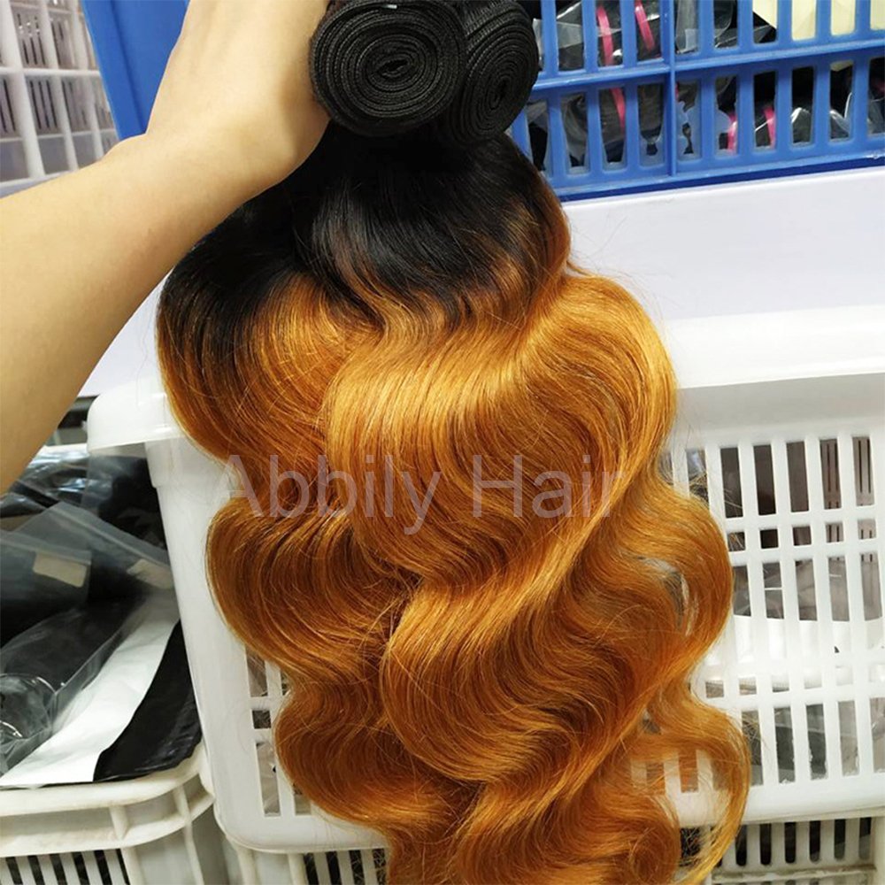 Free Sample 12A Raw Brazilian Virgin Hair Ombre Body Wave Bundles Human Hair Bundles Non-Remy Peruvian Human Hair Extensions