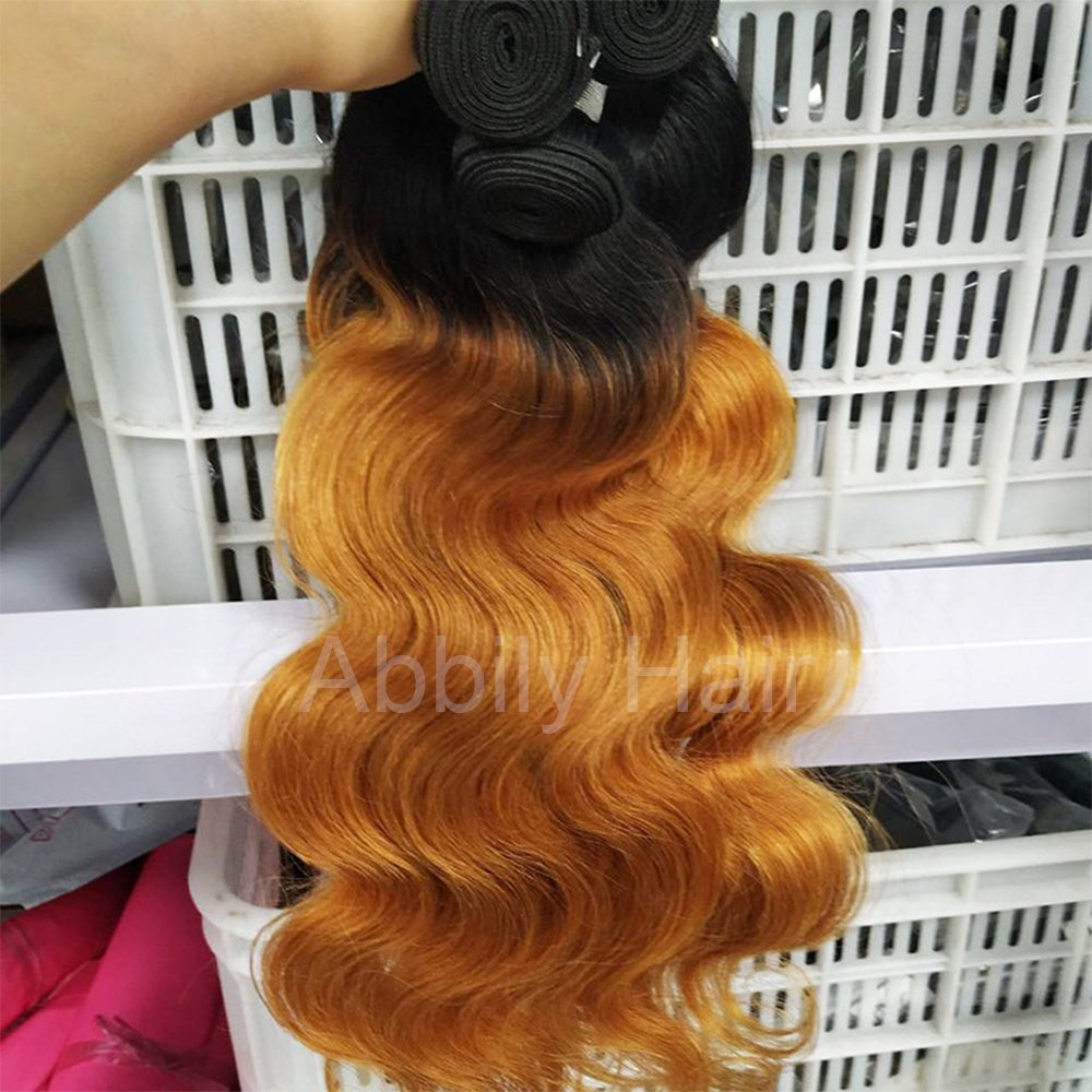 Free Sample 12A Raw Brazilian Virgin Hair Ombre Body Wave Bundles Human Hair Bundles Non-Remy Peruvian Human Hair Extensions