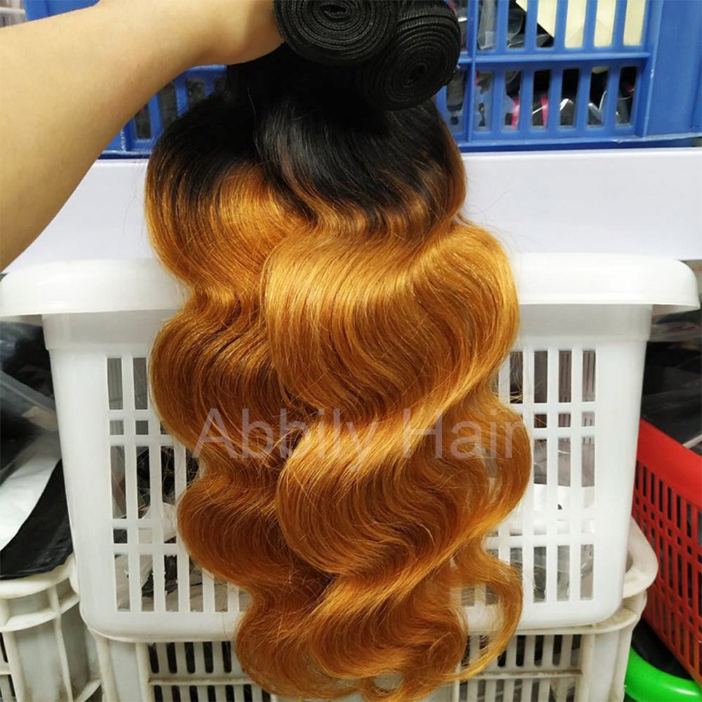 Free Sample 12A Raw Brazilian Virgin Hair Ombre Body Wave Bundles Human Hair Bundles Non-Remy Peruvian Human Hair Extensions