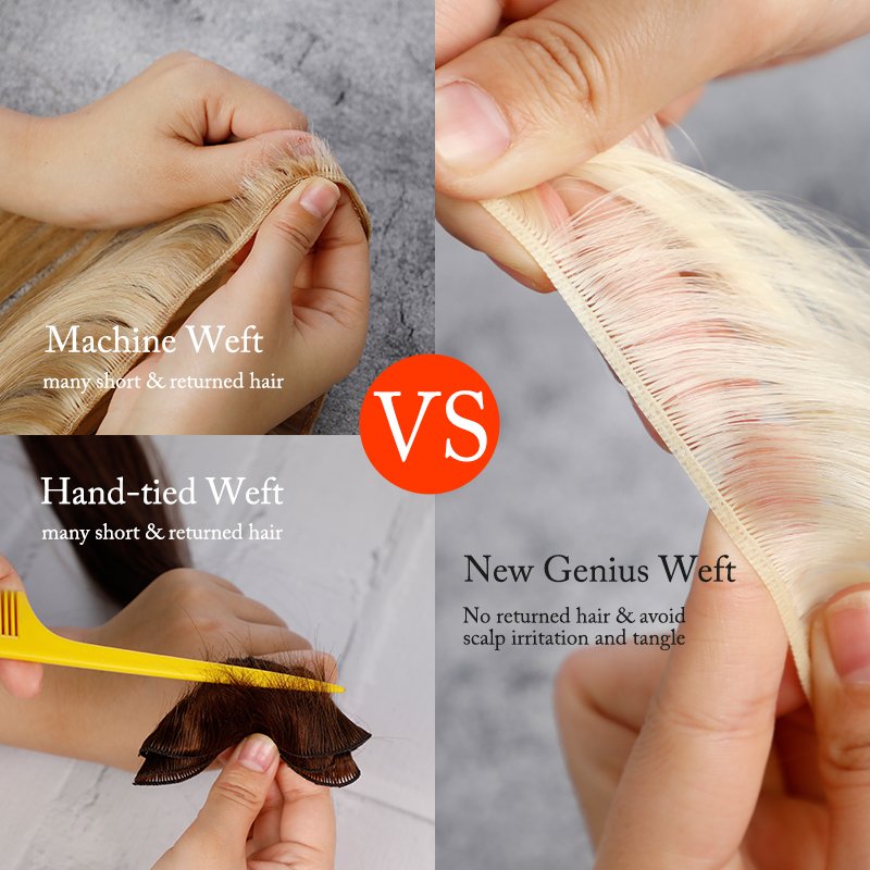 Top Selling Genius Weft Straight Remy Hair Extensions Russian Human Hair New 100% human Hair Extensions