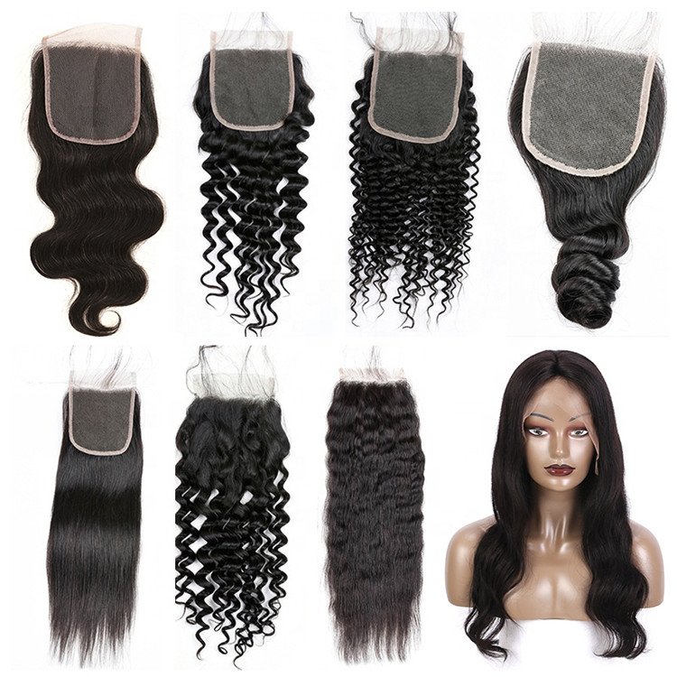 Free Part Water Wave 4x4 Lace Closure Brazilian Human Hair Extensions Virgin Cuticle Aligned Hair