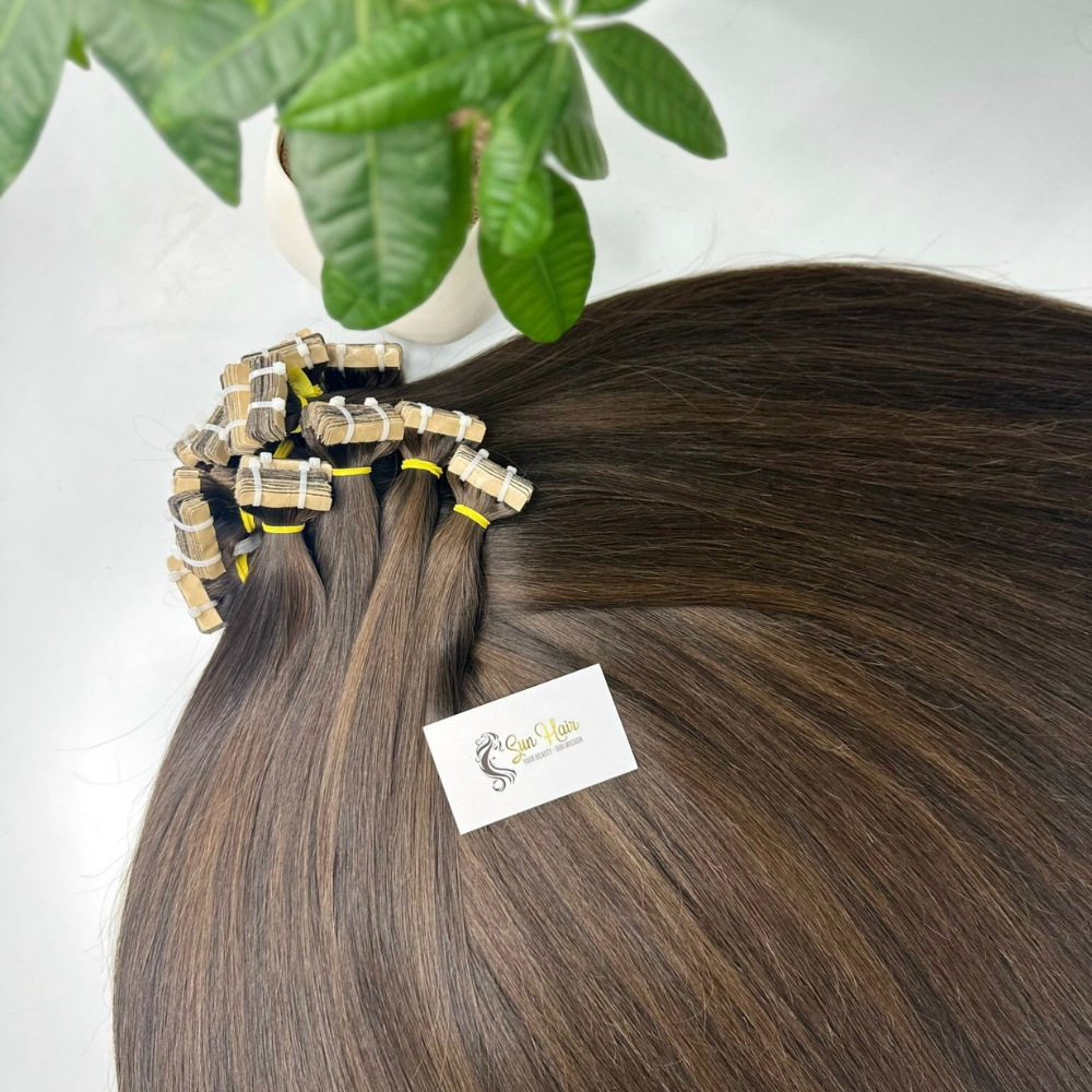 Wholesale Hot Trending Long Straight Super Double Drawn Fashionable Color Tape Hair Vietnamese Human Hair Extensions