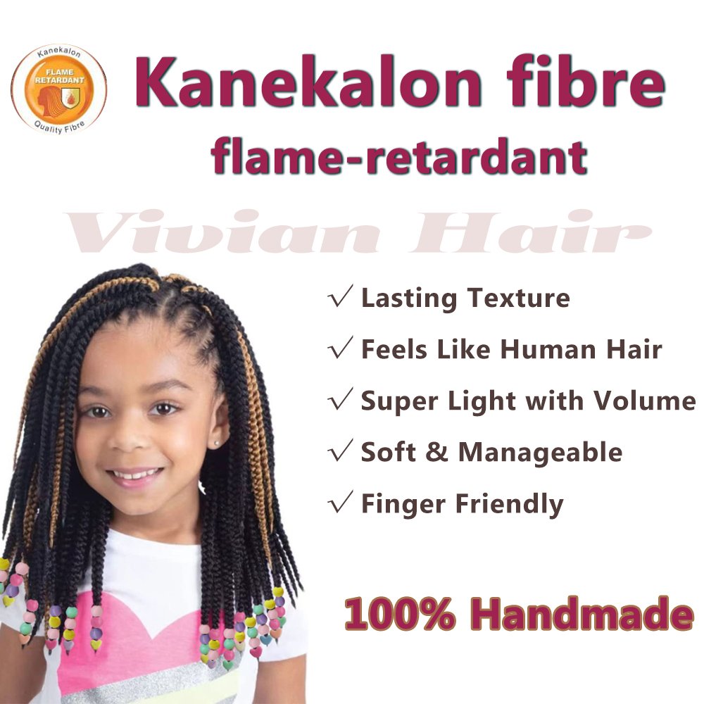 Vivian hair 8inch kids braided ponytail with beads and bow Tie Customized