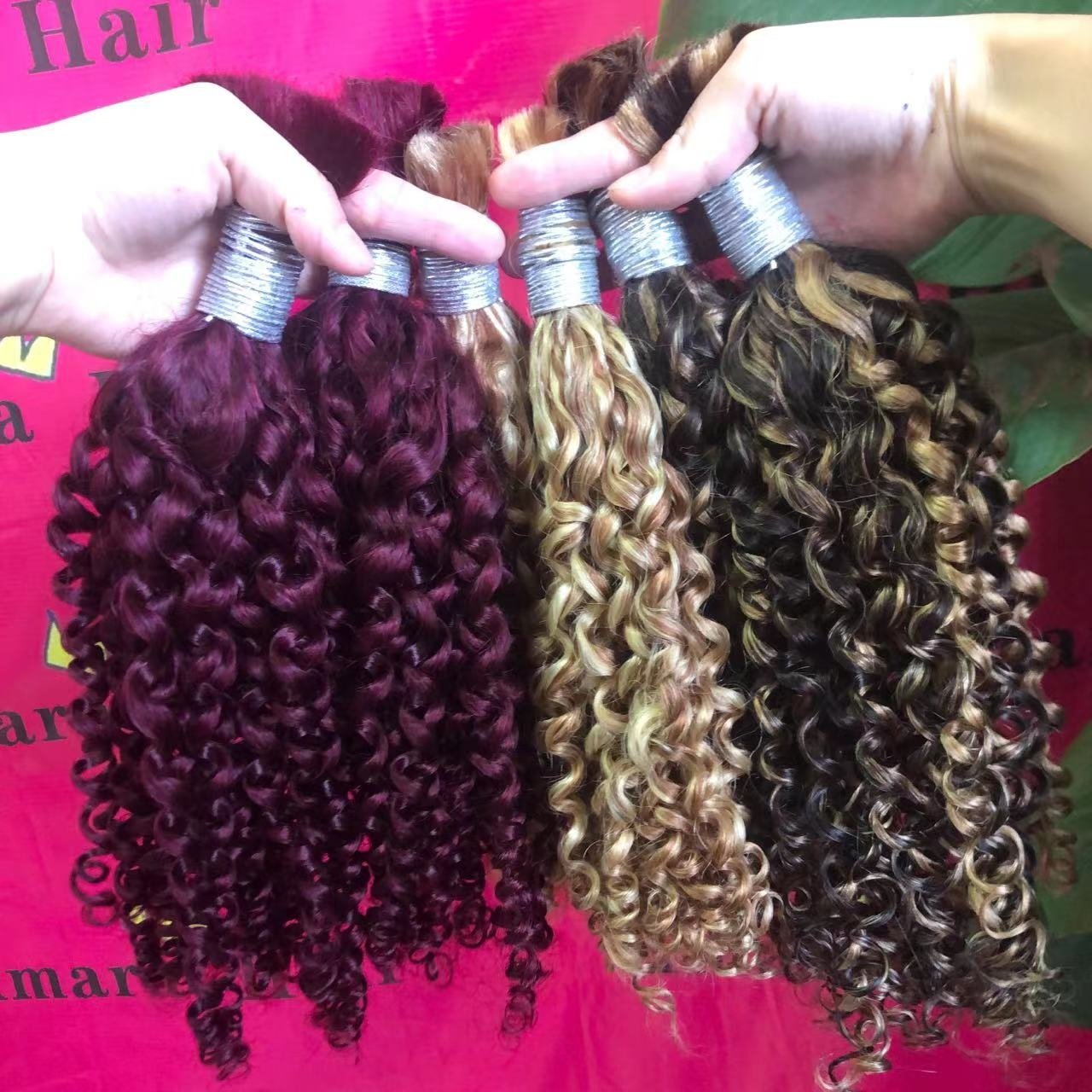 Amara best quality indian hair 100% Human Hair Bulk deep curly braiding hair for braid 20 inch #4/613 custom color fast shipping