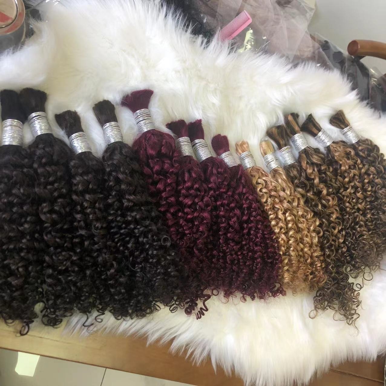 Amara best quality indian hair 100% Human Hair Bulk deep curly braiding hair for braid 20 inch #4/613 custom color fast shipping