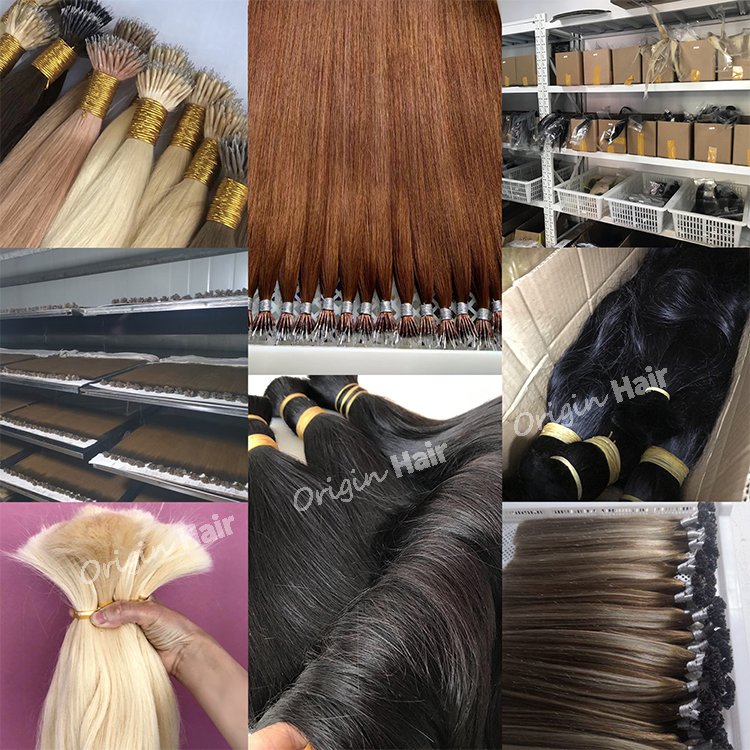 Wholesale Custom Double Drawn Cuticle Aligned Prebonded unprocessed Virgin Keratin 100% Human Hair Flat Tip Hair Extensions