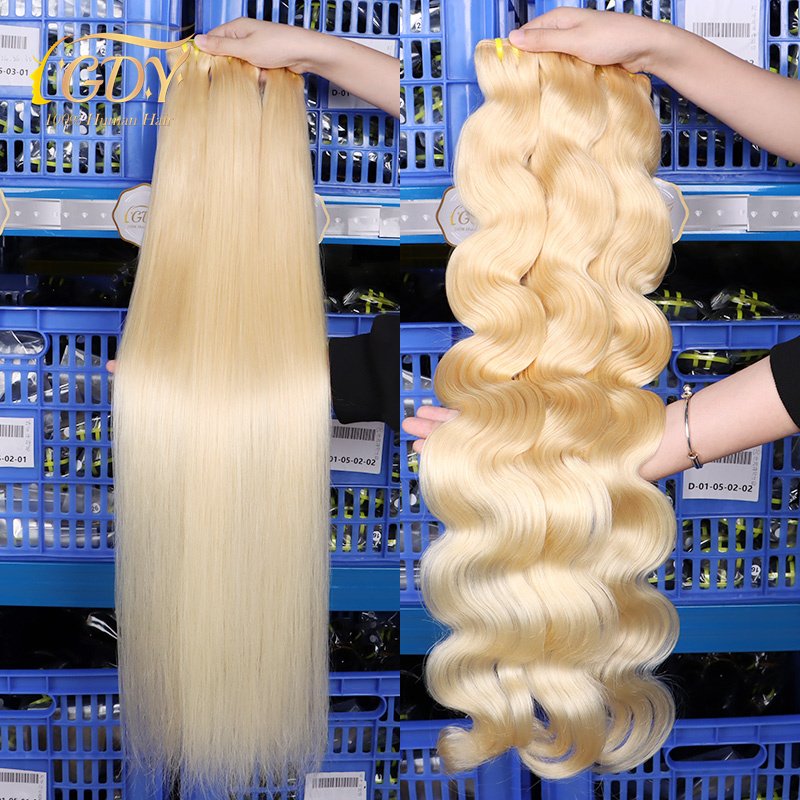 Russian Top Raw Wefted Human Hair Extensions Straight Body wave 613 Blonde Bundles With Frontal Hair Weave Distributors
