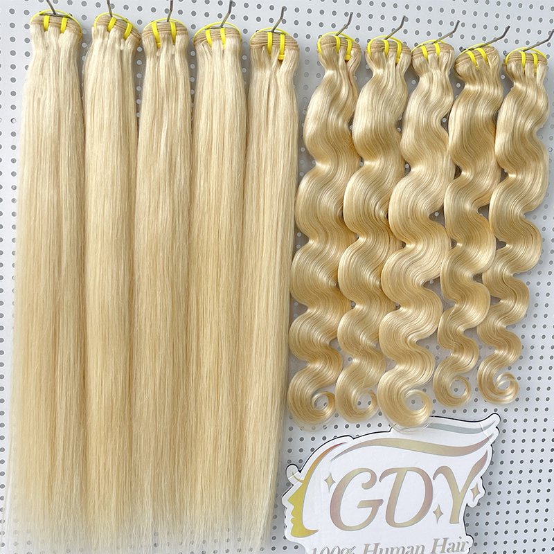 Russian Top Raw Wefted Human Hair Extensions Straight Body wave 613 Blonde Bundles With Frontal Hair Weave Distributors