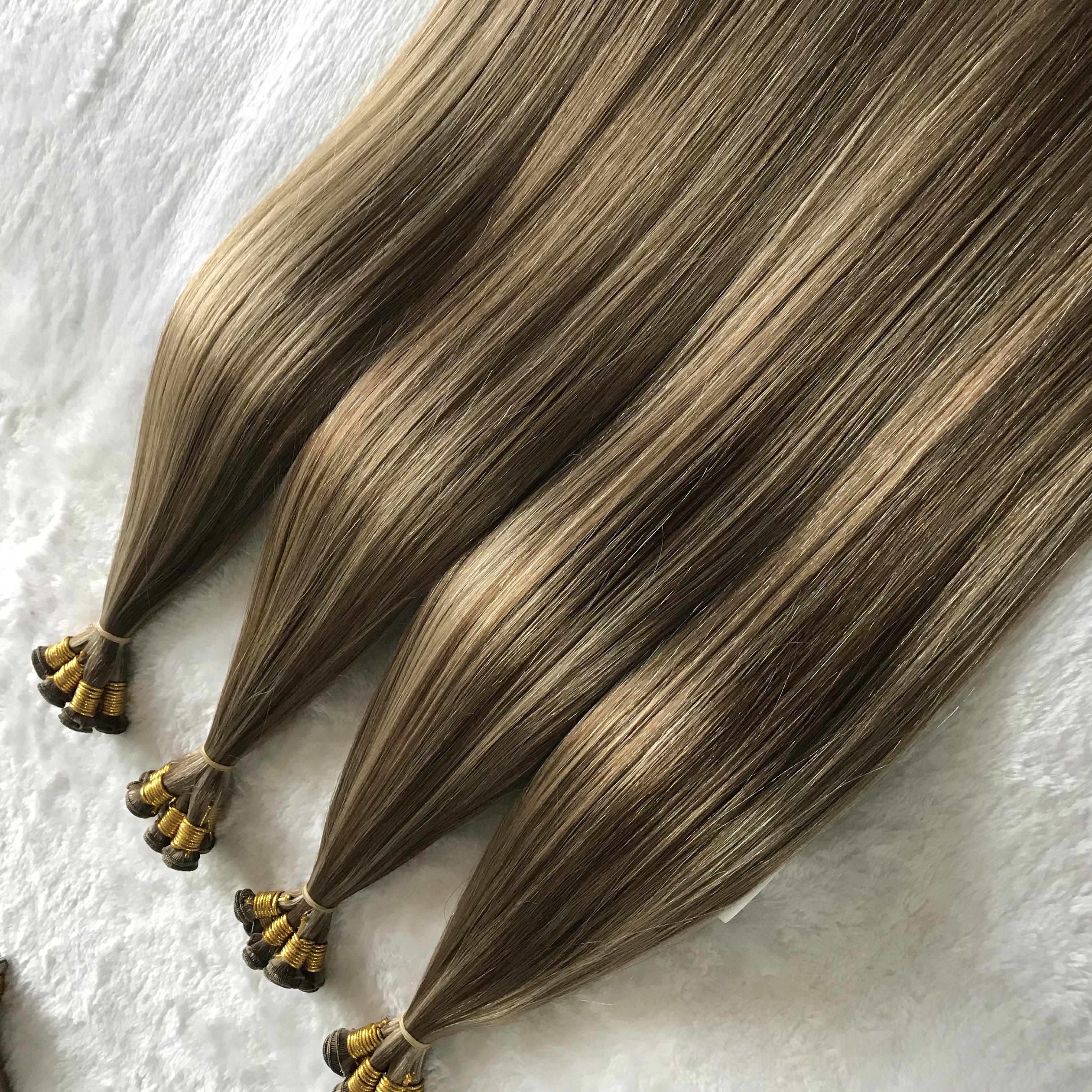 100% Unprocessed Raw Virgin Human Hair Extension Russian Hand Tied Weft Bundles