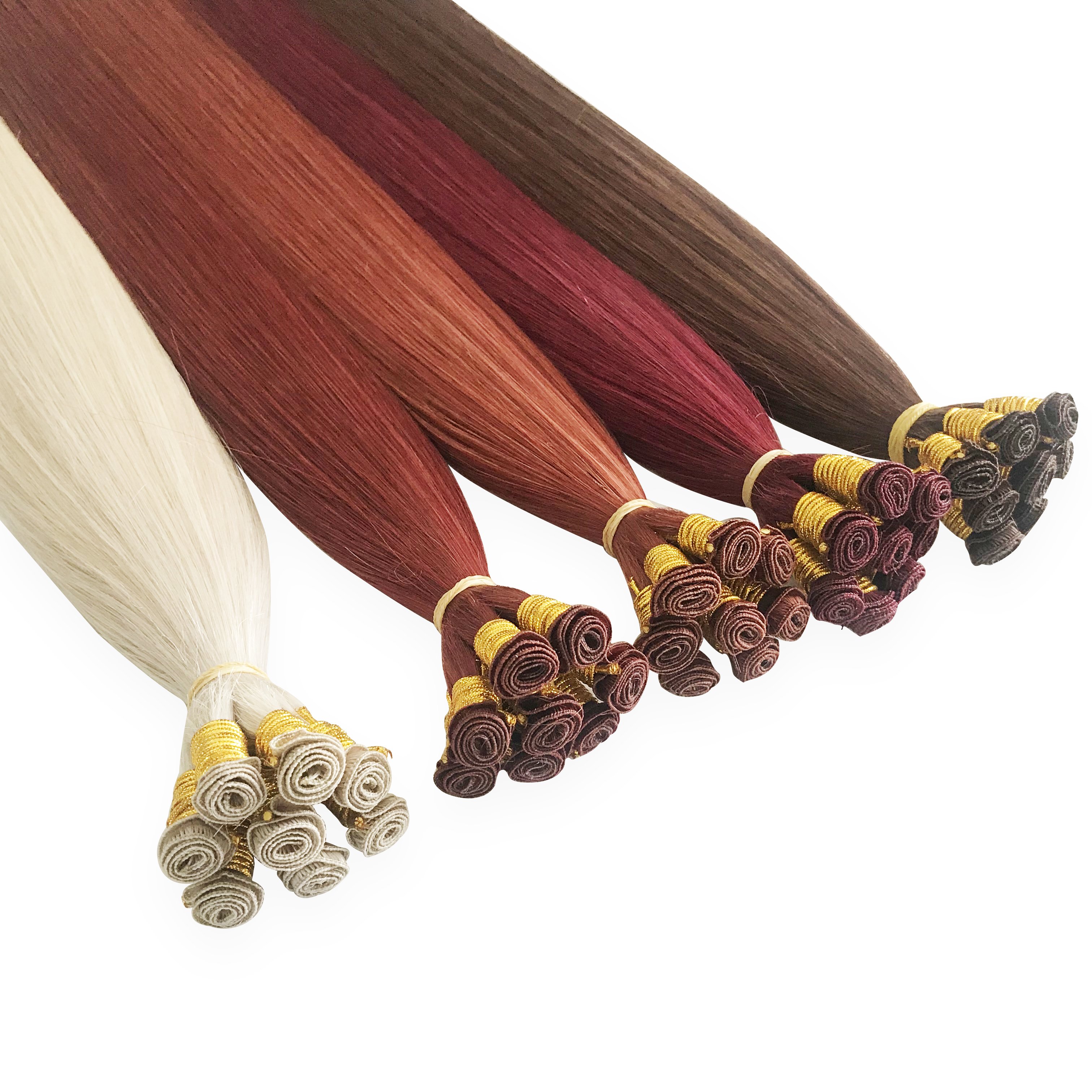 100% Unprocessed Raw Virgin Human Hair Extension Russian Hand Tied Weft Bundles