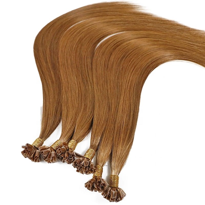 Wholesale Italian Keratin Glue Bond U tip Hair Extensions Human Hair Double Drawn Remy Keratin Hair Extensions