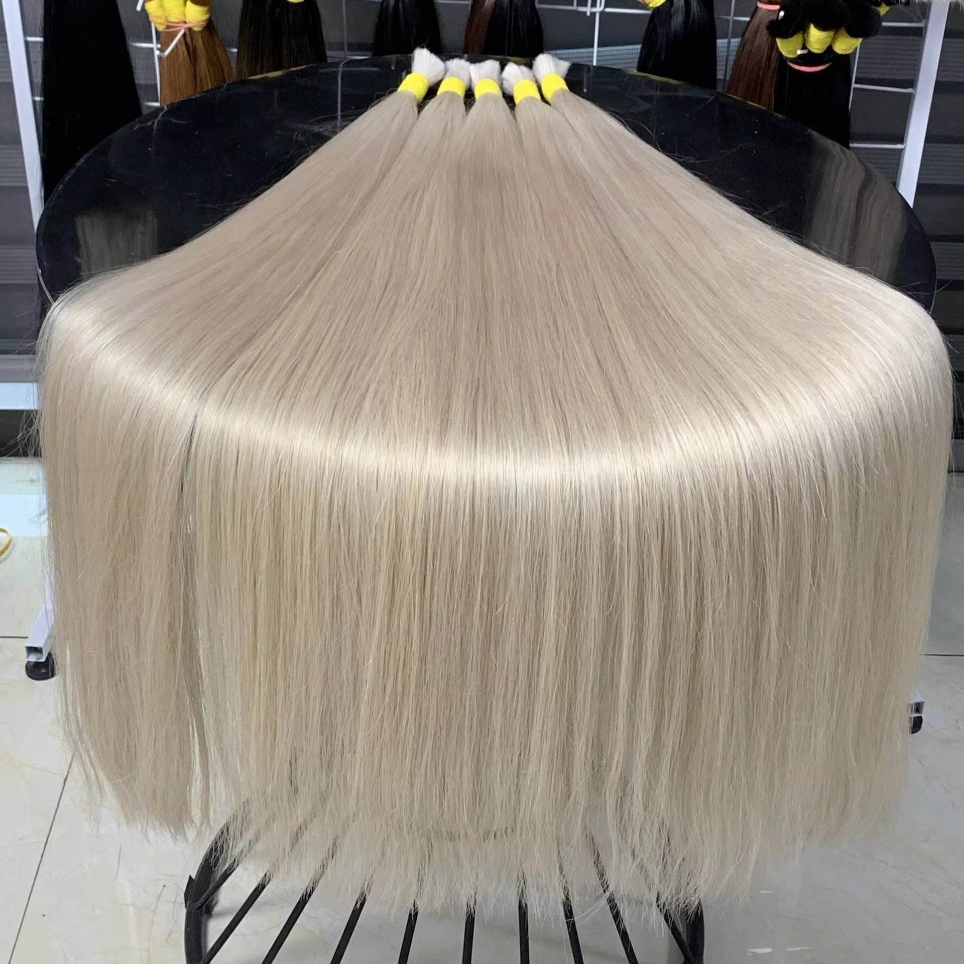 Factory Price Real Human Bulk Hair Platinum color 100% Vietnamese Human Hair Extensions high quality