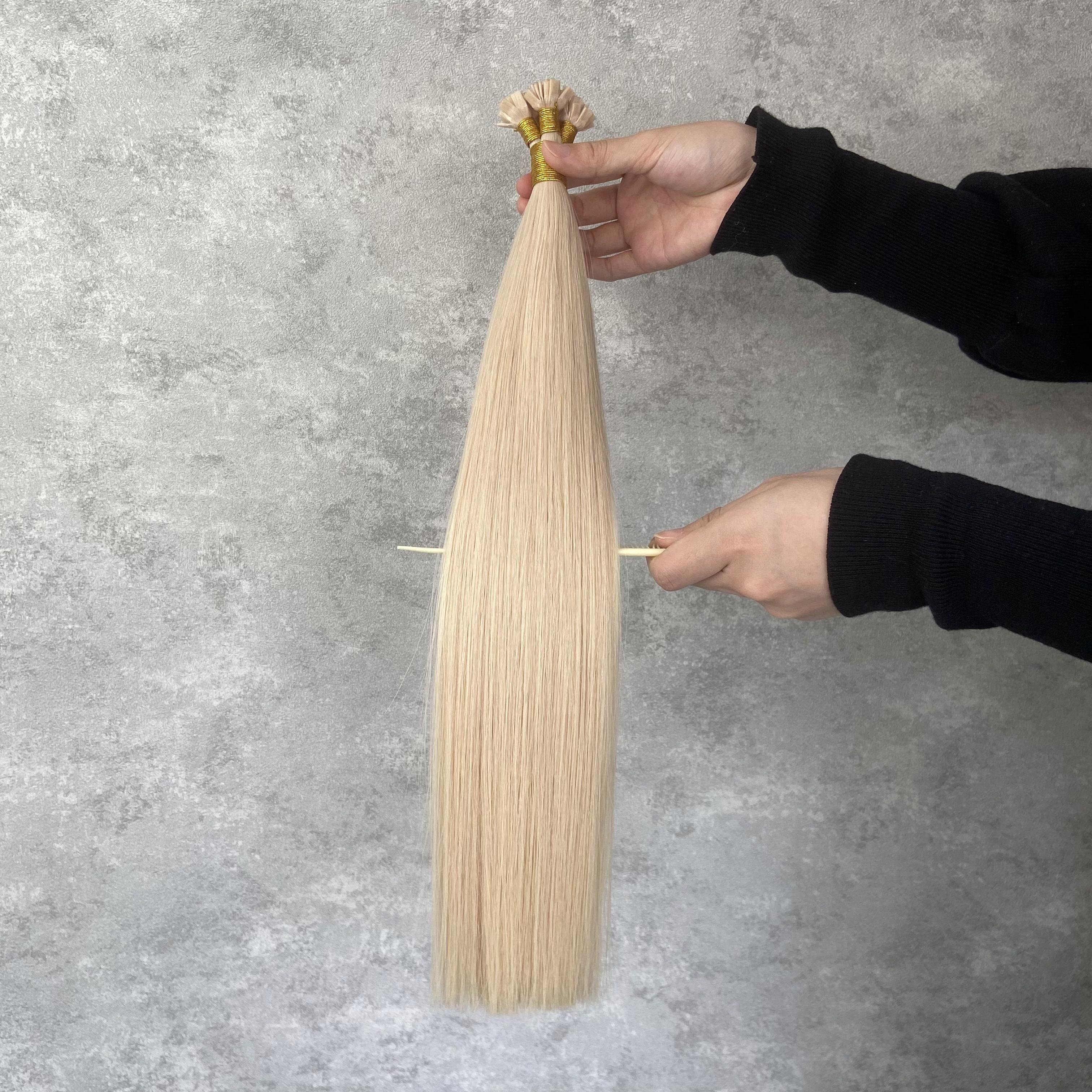 Wholesale K Tips Double Drawn European Human Hair Extensions Pre-bonded Keratin Tip flat tip hair extension human hair