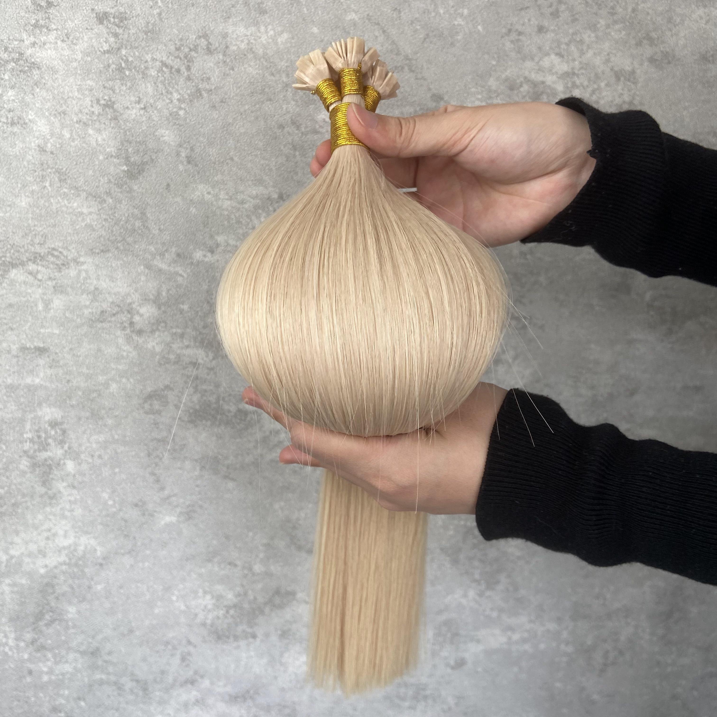 Wholesale K Tips Double Drawn European Human Hair Extensions Pre-bonded Keratin Tip flat tip hair extension human hair