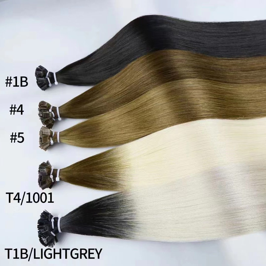 High Quality F Tip Hair Vendor Pelucas De Keratina Double Drawn Russian Blonde Virgin Remy Keratin Flat Tip Human Hair Extension