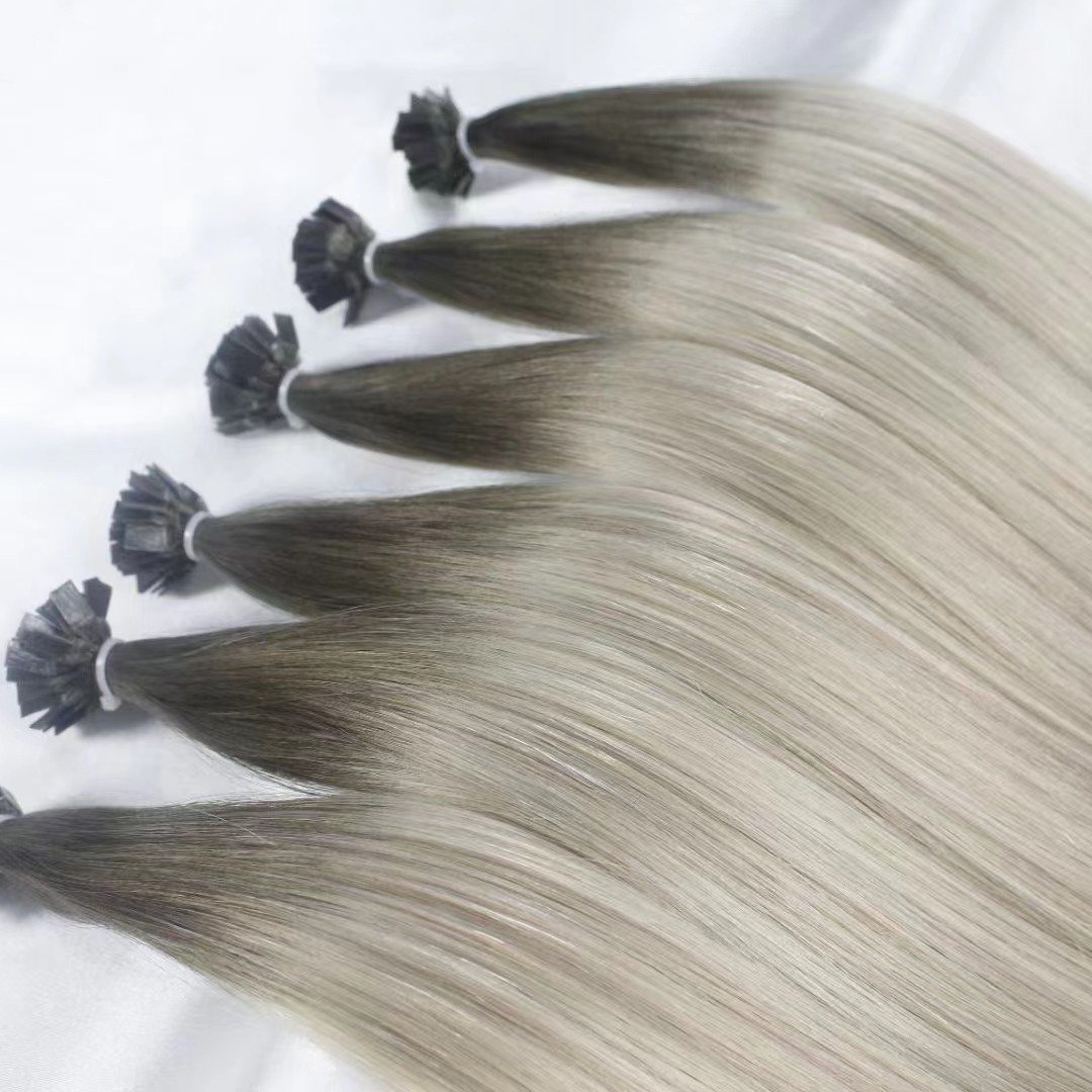 High Quality F Tip Hair Vendor Pelucas De Keratina Double Drawn Russian Blonde Virgin Remy Keratin Flat Tip Human Hair Extension