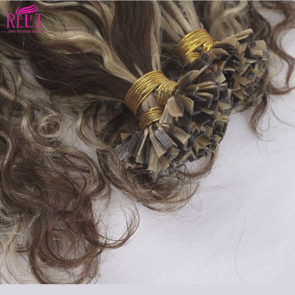 Piano Color European V Tip Hair Natural Wave Factory Raw V Tip Keratin Human Hair Extensions