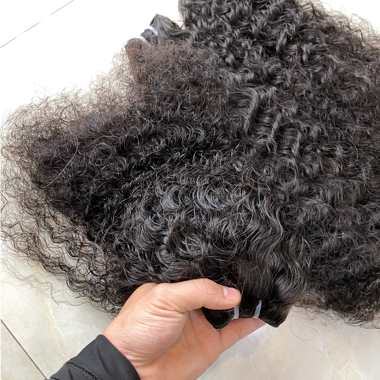 Burmese Curly Hair Bundles Natural Black Color Raw Virgin Burmese Curly Hair 100% Vietnamese Hair Double Weft