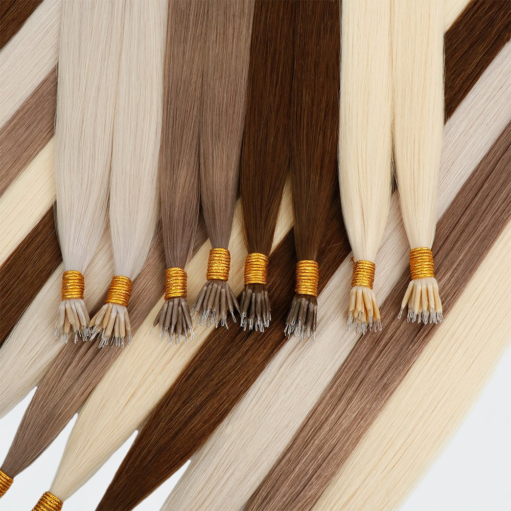 Nano Beads Hair Extensions Invisible Nano Tips Remy Human Hair Pre Bonded Natural Nano Ring Hair Extensions