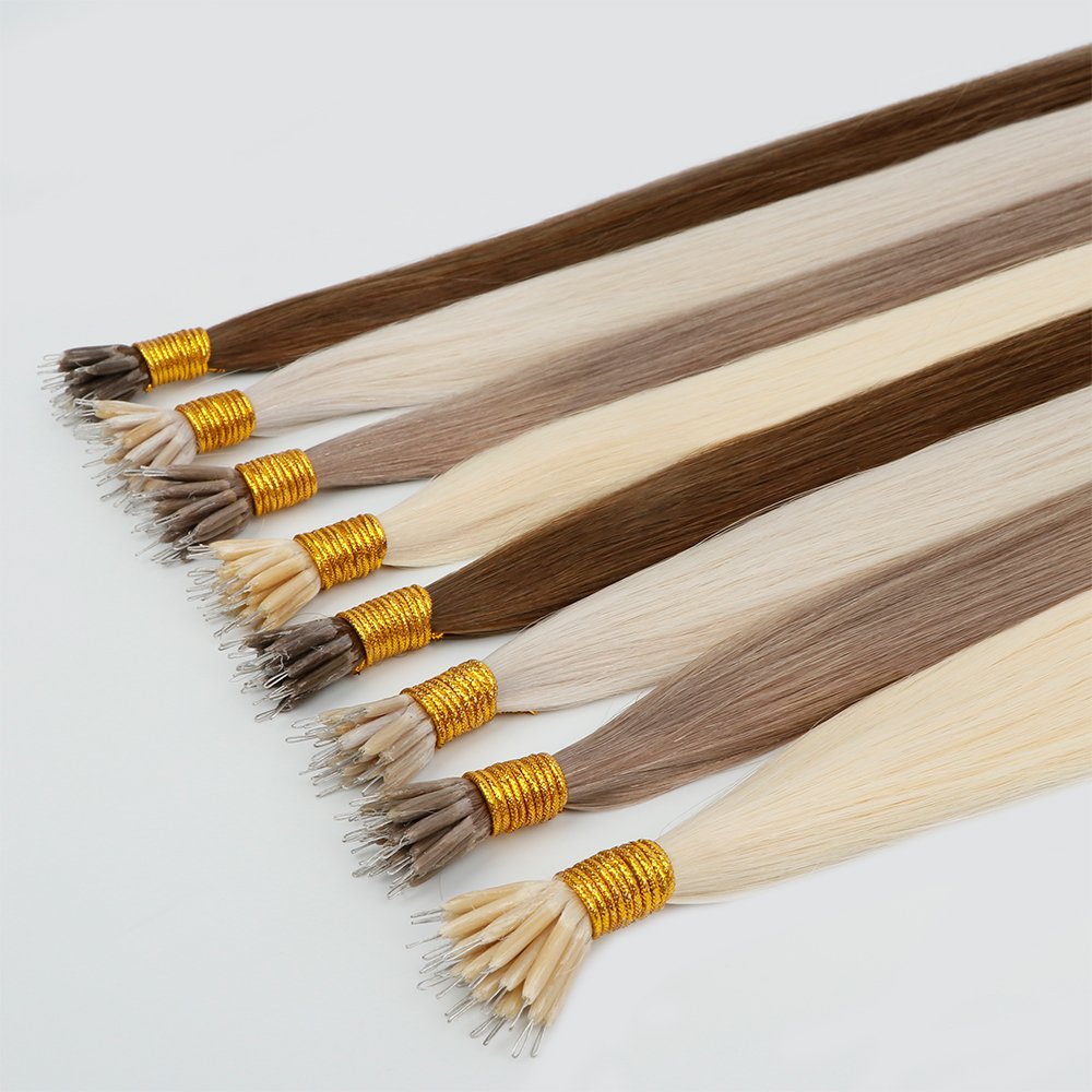 Nano Beads Hair Extensions Invisible Nano Tips Remy Human Hair Pre Bonded Natural Nano Ring Hair Extensions
