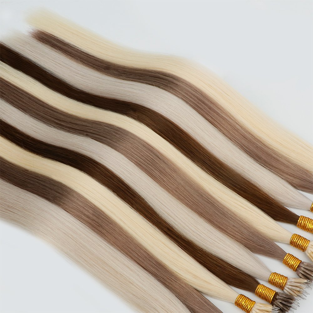 Nano Beads Hair Extensions Invisible Nano Tips Remy Human Hair Pre Bonded Natural Nano Ring Hair Extensions