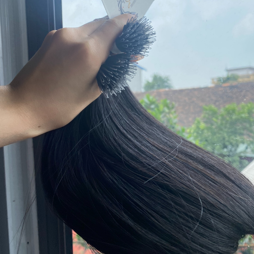 Wholesale 100% Aligned Nano Tip Keratin Natural Black Hot Fashionable Wave Raw Unprocessed Cutilcle 100% Human Hair Extensions