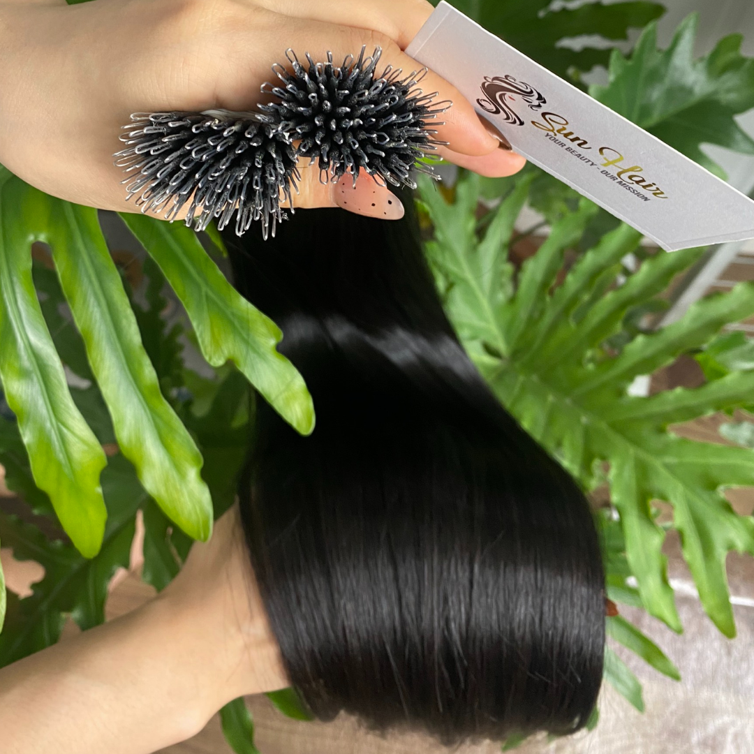 Wholesale 100% Aligned Nano Tip Keratin Natural Black Hot Fashionable Wave Raw Unprocessed Cutilcle 100% Human Hair Extensions