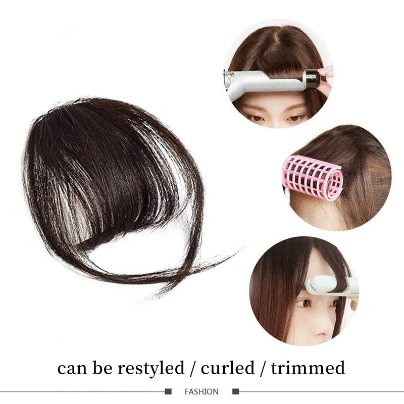 Stock Natural Black Brown China clip in Fringe bangs With Temples 100% Human Hair Extensions Air Bang