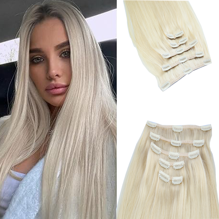 Natural Super Premium Quality Persian Blue Streaks Clip in Hair Extension Remy Human Hair By Exporters